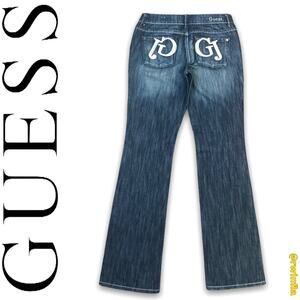 GUESS Bootcut Jeans Embroidered Initials Back Pocket Size 26 33" Inseam